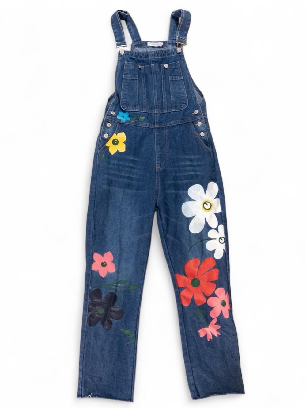 🌸 Misslook Floral Print Denim Overalls Size Medium